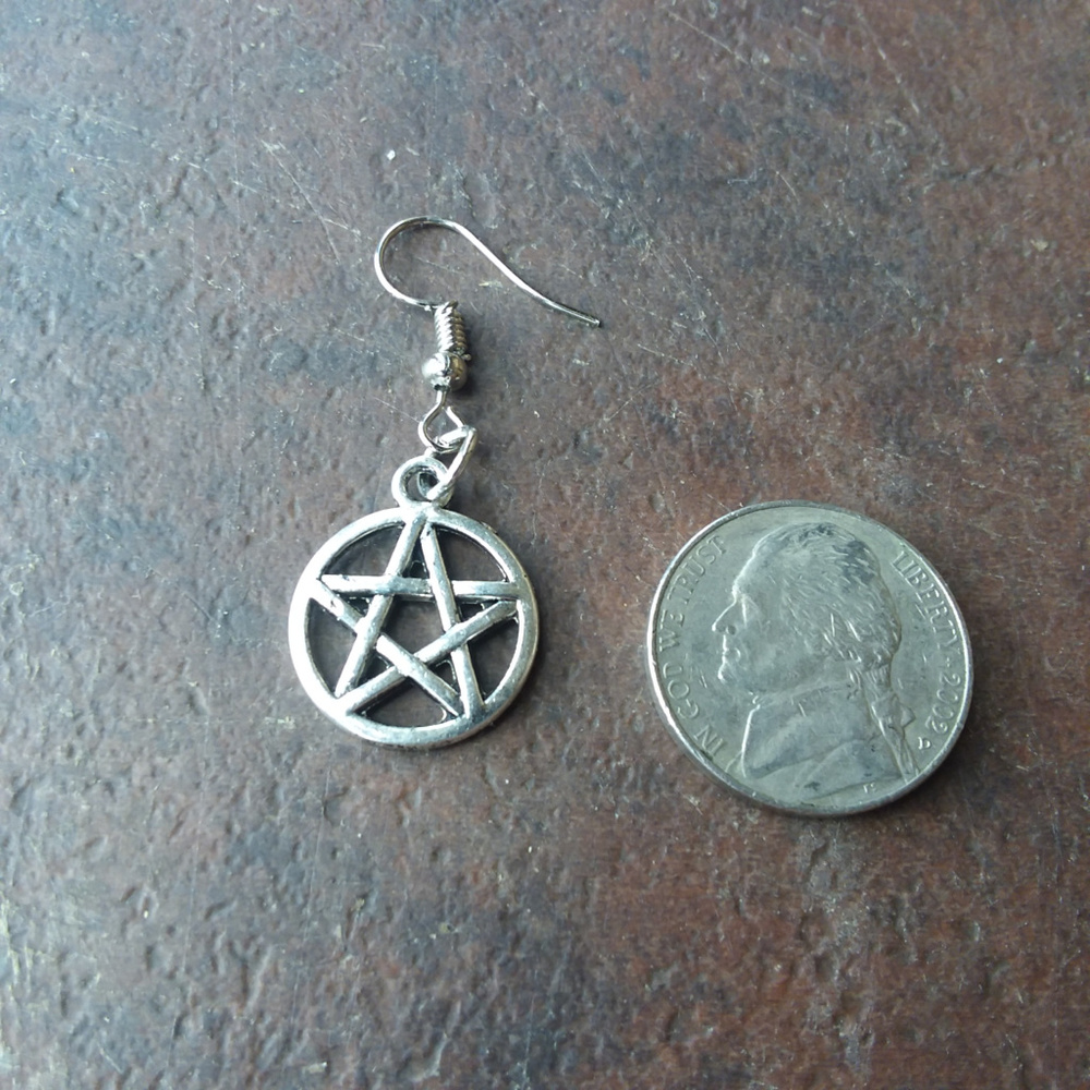 Pentagram Pentacle Earring Set Wicca Pagan 2pcs - Picture 2 of 3